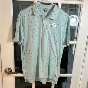 Light Mint Polo Shirt with Navy Micro Print